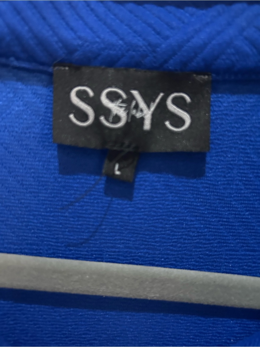 SSYS size L, Royal Blue Textured Zip-Neck Dress - Picture 4 of 9